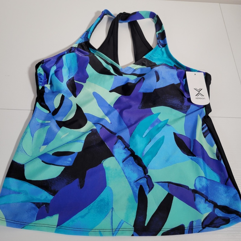 Xersion Women's Swimsuit Top Tankini Size L NEW NWT Removable Cups 1977